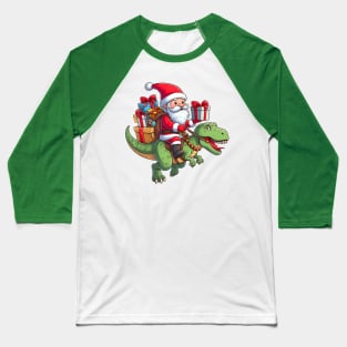 Santa Claus Riding T-REX Baseball T-Shirt